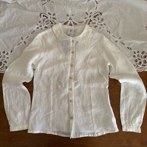 Son De Flor Linen Shirt with Peter Pan Collar